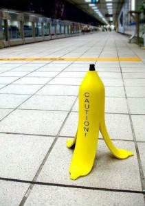 banana peel warning cone